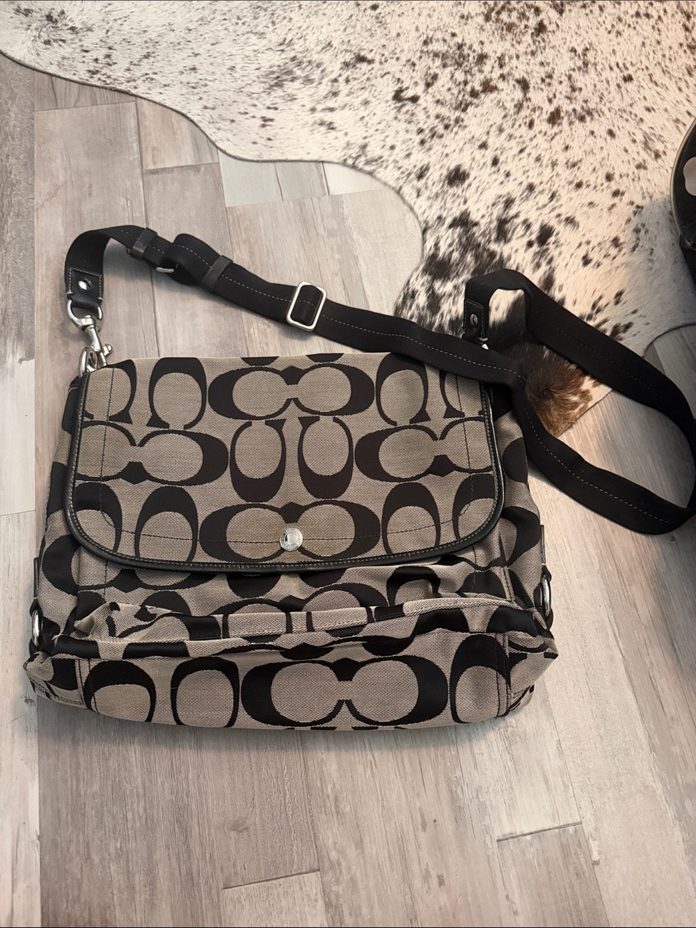 Coach Black and Taupe Signature Canvas Crossbody
